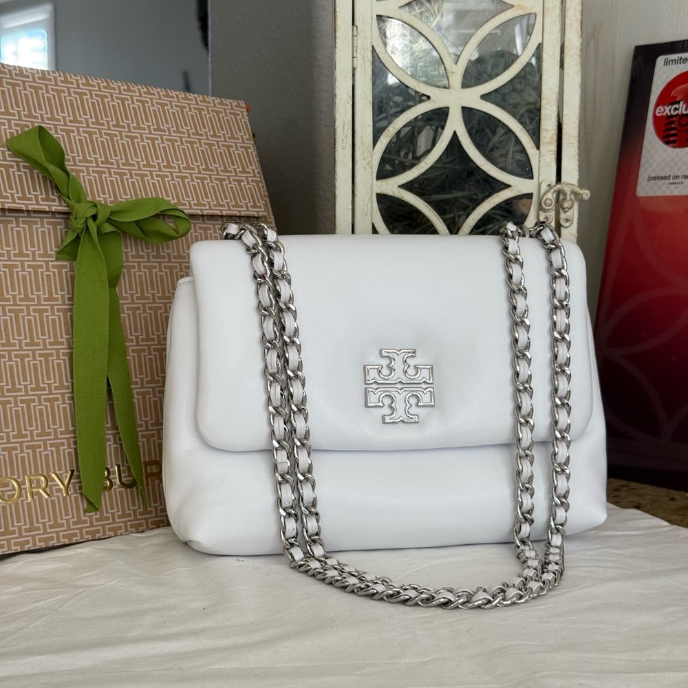 Bags Tory Burch Britten Leather Puffy Small Shoulder Bag, Optic White, 548 - Picture 4 of 8